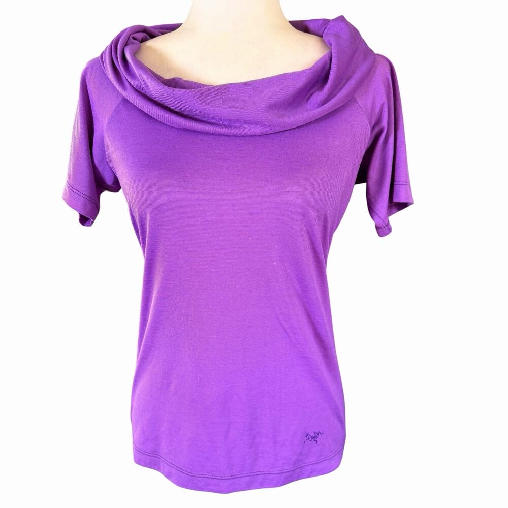 Arcteryx Womens Wool Blend Cowl Neck Pullover Top M Purple Athleisure Athletic
